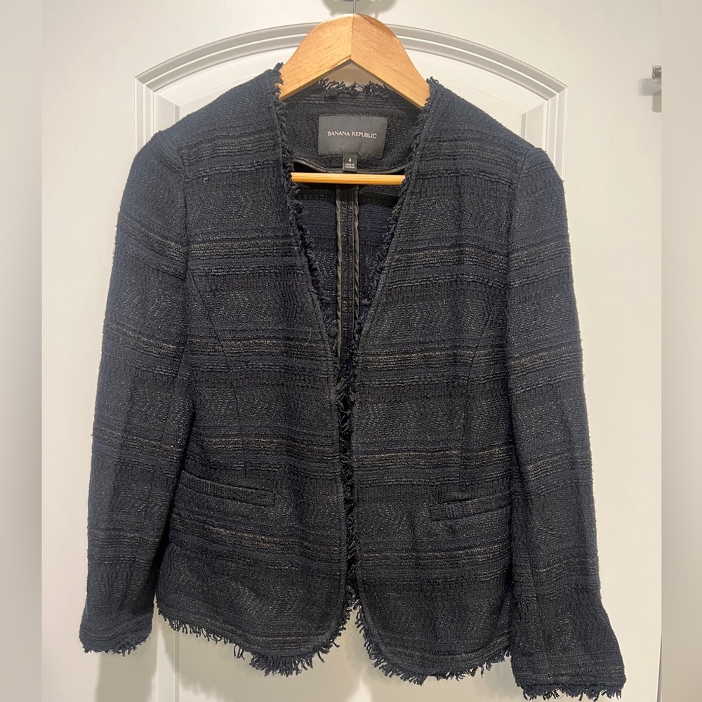 Banana republic black tweet blazer size 4